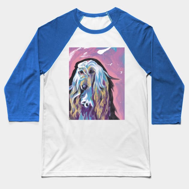 Afghan Hound Dog Bright colorful pop dog art Baseball T-Shirt by bentnotbroken11